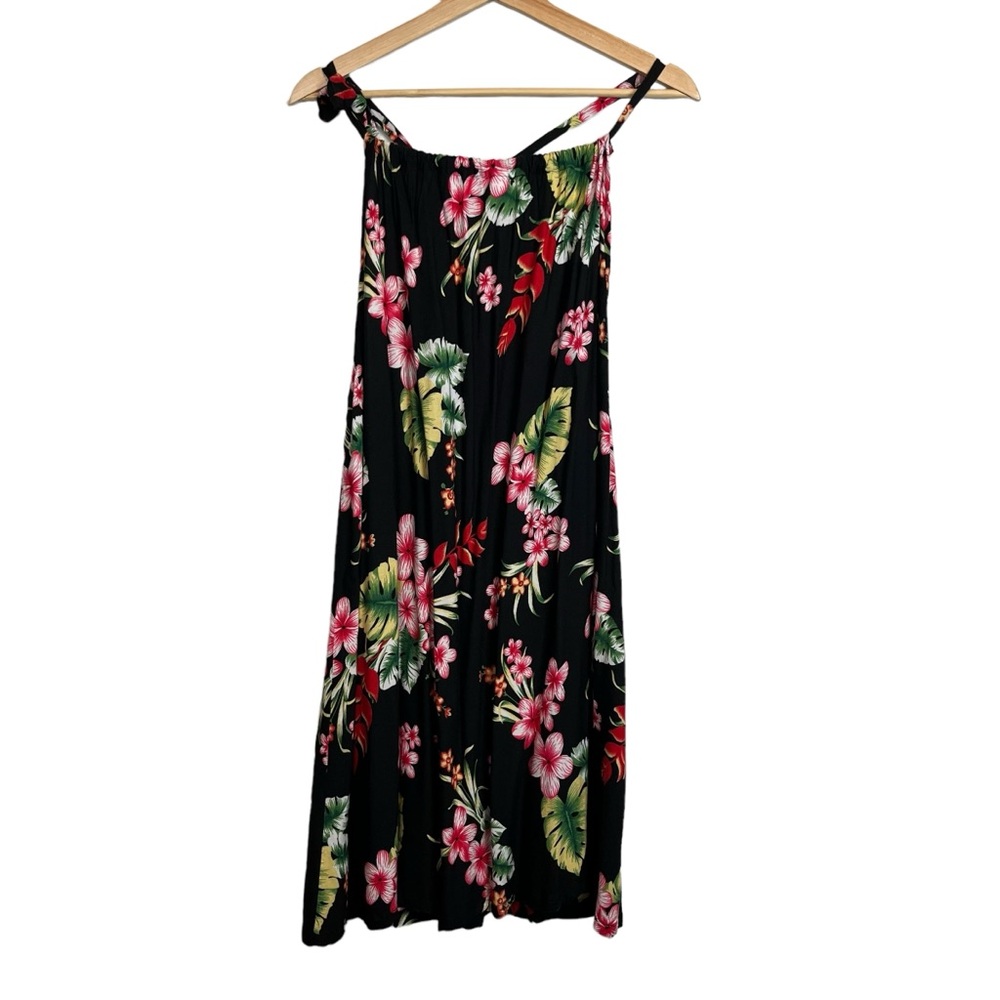 Black Pink Halter Top Floral Tunic Size 3XL Women